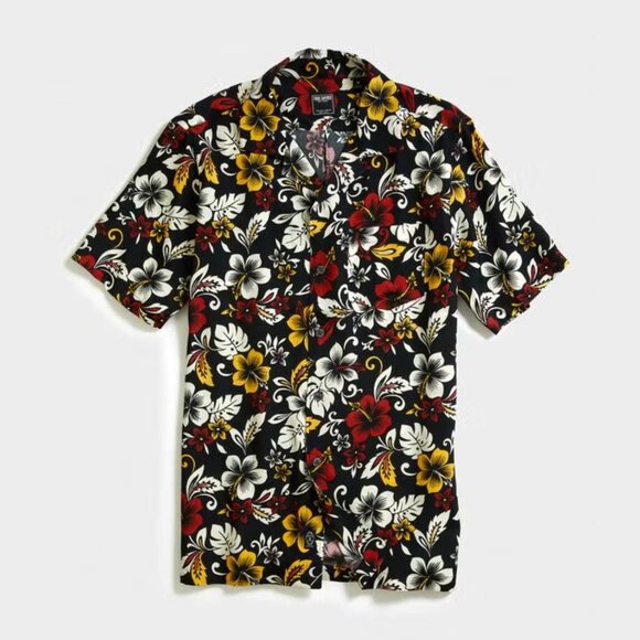 Todd Snyder Aloha Hibiscus Print Camp Collar Short-Sleeve Button Down Shirt M